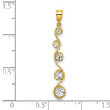 14k Multi-Tone Gold Pendant with Swirl Wave Design and Diamond Cut Circle Accents for Women