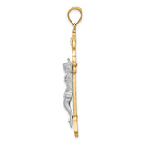 INRI Crucifix Charm Pendant in Real 14k Multi-Tone Gold