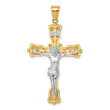 INRI Crucifix Charm Pendant in Real 14k Multi-Tone Gold