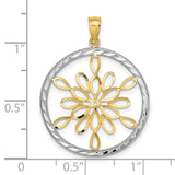 14k Two-Tone Gold Mandala Pendant with Floral Openwork Design for Women