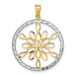 14k Two-Tone Gold Mandala Pendant with Floral Openwork Design for Women