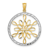 14k Two-Tone Gold Mandala Pendant with Floral Openwork Design for Women