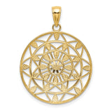 14k Multi-Tone Gold Mandala Pendant with Layered Geometric Openwork Design for Women