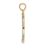 14k Two-Tone Gold Crescent Moon and Star Pendant, Islamic Celestial Charm for Women