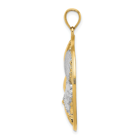 14k Multi-Tone Gold Sea Shell and Sand Dollar Pendant, Ocean Theme Jewelry for Women