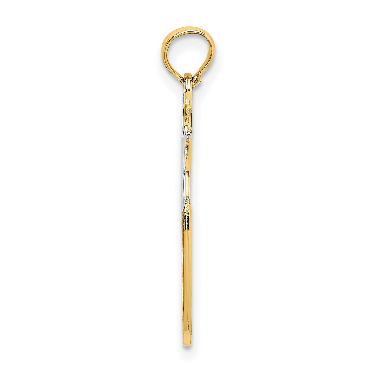14k Yellow Gold and Rhodium Crescent Moon and Stars Pendant, Inspirational Celestial Charm for Women