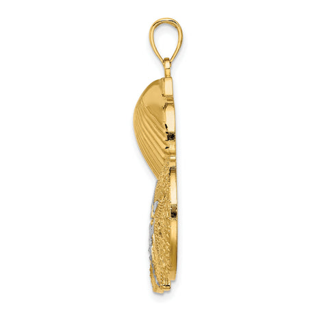 14k Multi-Tone Gold Pendant with Seashell, Starfish, and Sand Dollar Nautical Theme