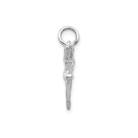 14k White Gold Ballerina Pendant in Mid-Leap Pose, 3D Dance Charm for Women