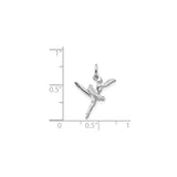 14k White Gold Ballerina Pendant in Mid-Leap Pose, 3D Dance Charm for Women