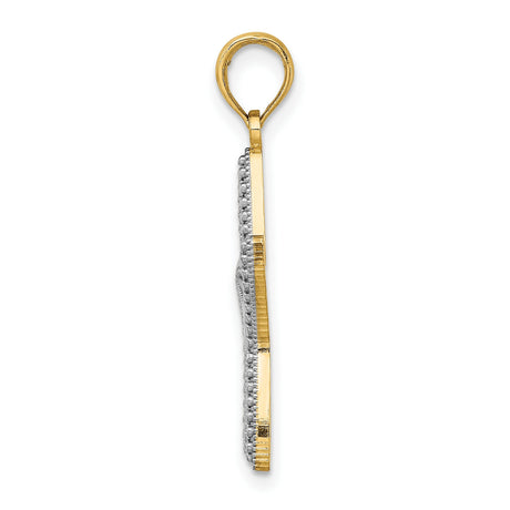 14k Multi-Tone Gold Starfish Pendant with Openwork Design and Coastal Theme for Women