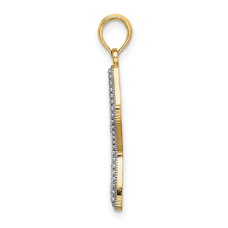 14k Two-Tone Gold Starfish Pendant, Nautical Openwork Charm with Rhodium Detail for Women