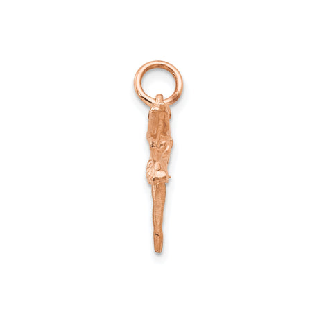 14k Rose Gold Ballerina Pendant with Graceful Dancer Charm, Ballet Theme Jewelry for Women