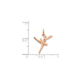 14k Rose Gold Ballerina Pendant with Graceful Dancer Charm, Ballet Theme Jewelry for Women