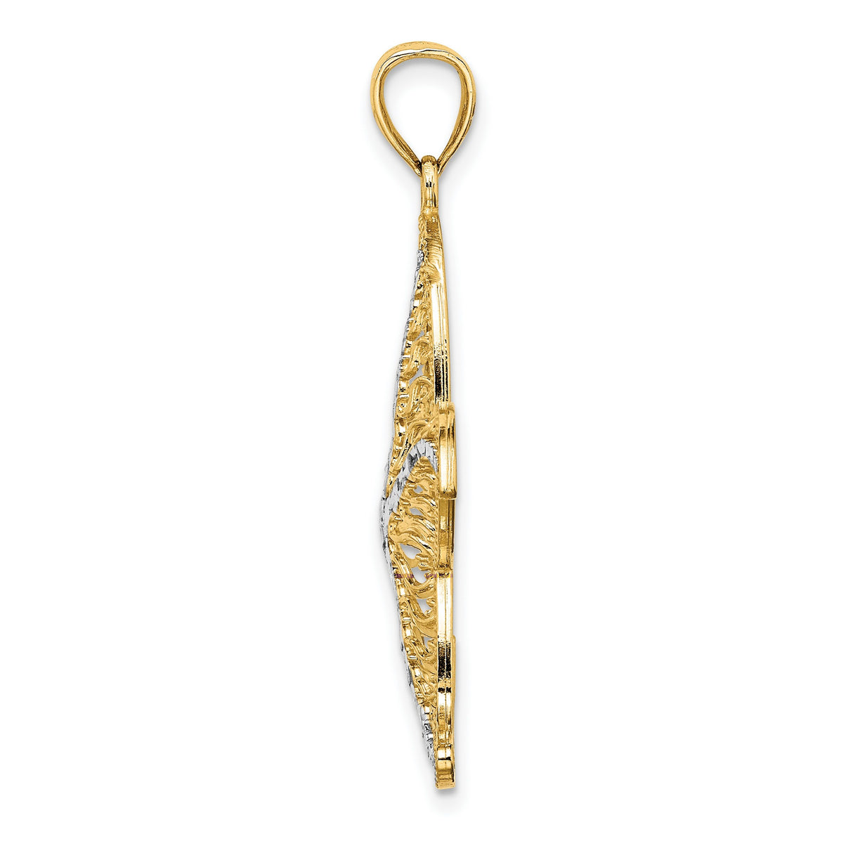 14k Multi-Tone Gold Starfish Pendant with Openwork Filigree Design, Nautical Coastal Style