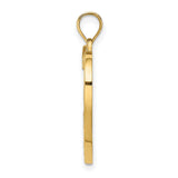 14k Yellow Gold and Rhodium Heart Mom Pendant with Holding Hands Design