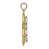 14k Yellow and Rhodium Gold Open Heart Pendant, Cut-Out Love Motif for Women