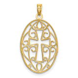 Beaded Filigree Cross Charm Pendant in Real 14k Multi-Tone Gold