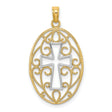 Beaded Filigree Cross Charm Pendant in Real 14k Multi-Tone Gold