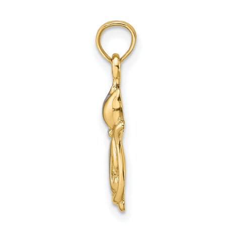 Polished Cat and Kitten Charm Pendant in Real 14k Multi-Tone Gold