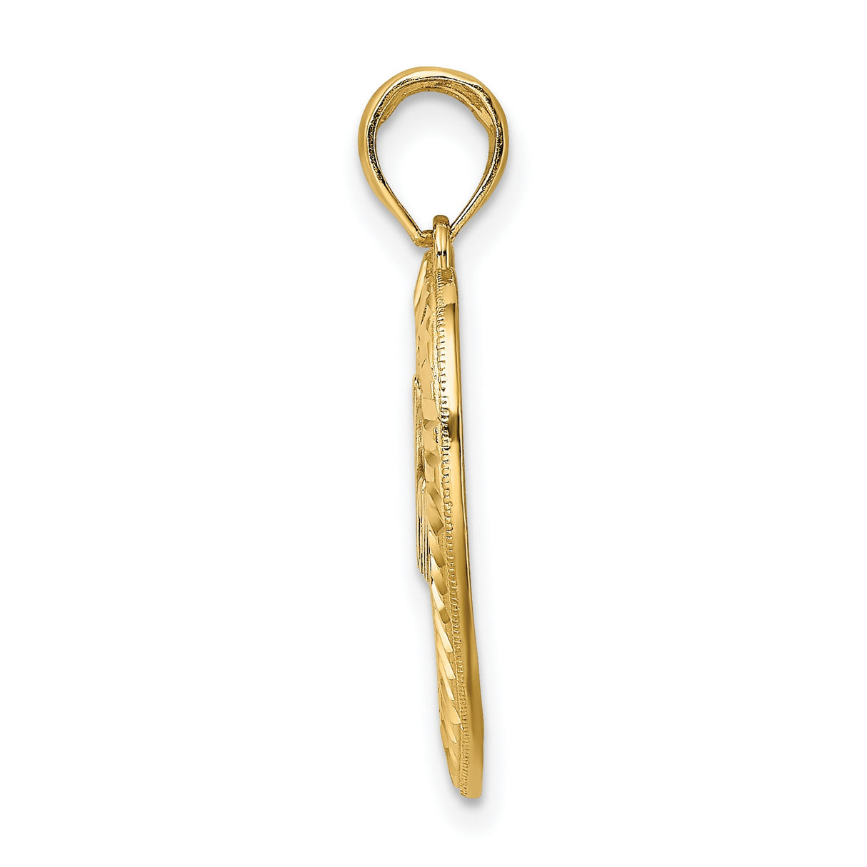 14k Multi-Tone Gold Heart Mom Pendant with Script Design for Women
