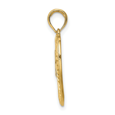 14k Multi-Tone Gold Heart Mom Pendant with Script Design for Women