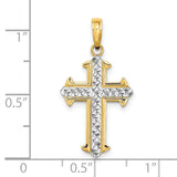 Cross Charm Pendant in Real 14k Multi-Tone Gold