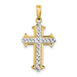 Cross Charm Pendant in Real 14k Multi-Tone Gold