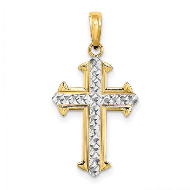 Cross Charm Pendant in Real 14k Multi-Tone Gold