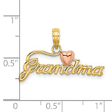 14k Two-Tone Gold Grandma Pendant with Rose Gold Heart Accent and Cursive Script