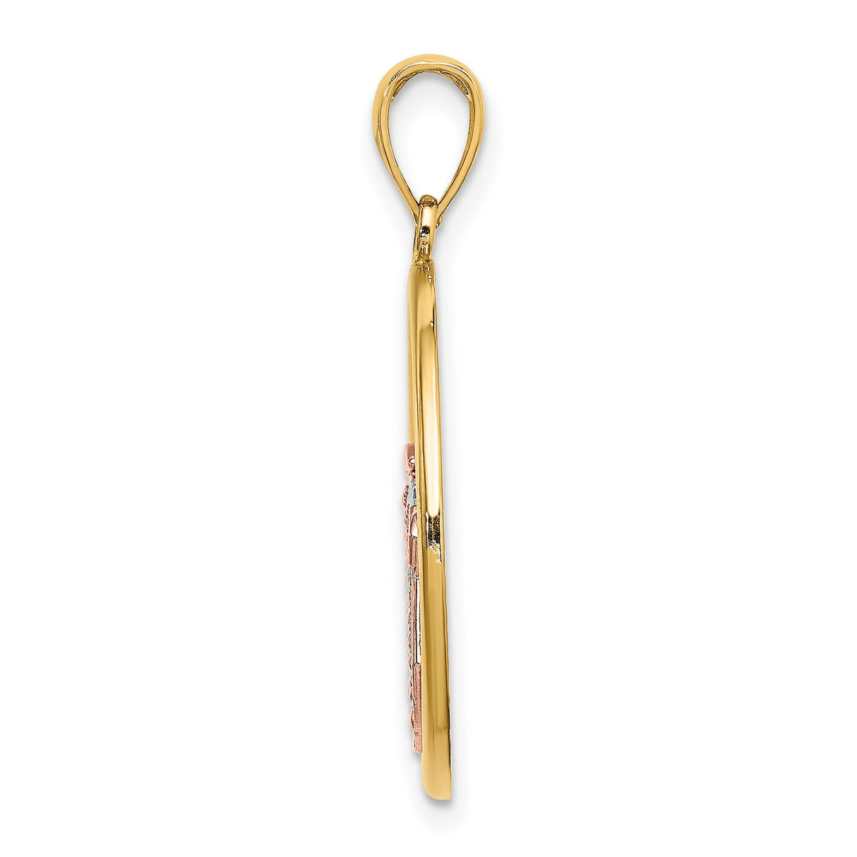 14k Two-Tone Gold Scallop Shell Pendant, Camino de Santiago Religious Charm for Women