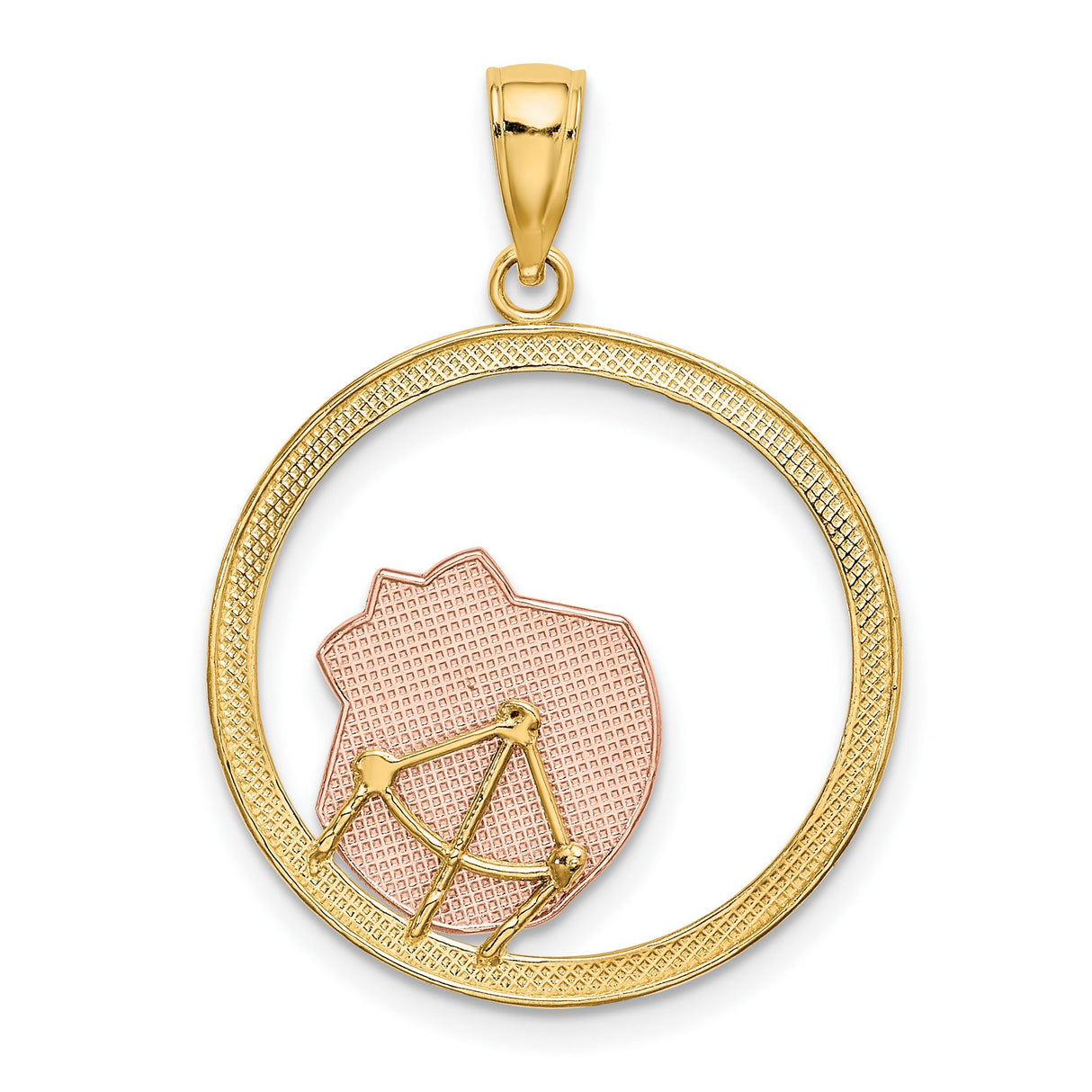 14k Two-Tone Gold Scallop Shell Pendant, Camino de Santiago Religious Charm for Women
