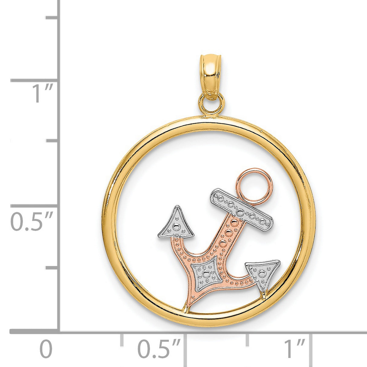 14k Two-Tone Gold Anchor Pendant, Nautical Symbol of Hope, Faith, and Stability