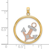 14k Two-Tone Gold Anchor Pendant, Nautical Symbol of Hope, Faith, and Stability
