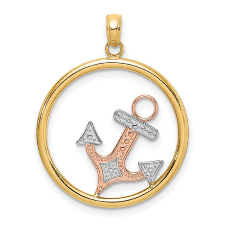 14k Two-Tone Gold Anchor Pendant, Nautical Symbol of Hope, Faith, and Stability