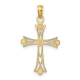 14k Multi-Tone Gold Cross Pendant, Polished Duotone Religious Charm for Men and Women