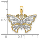 14k Multi-Tone Gold Butterfly Pendant with Openwork Design, Nature Inspired Jewelry for Women