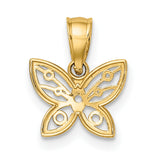 14k Multi-Tone Gold Butterfly Pendant, Openwork Design, Textured Edges, Christian Symbolism