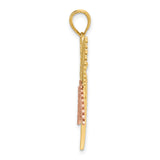 14k Multi-Tone Gold Dragonfly Pendant with Beaded Wing Detail, Tri-Color Nature-Inspired Jewelry