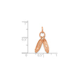 14k Rose Gold Ballet Slipper Charm Pendant with Movable Shoes Design for Dancers