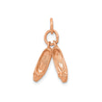 14k Rose Gold Ballet Slipper Charm Pendant with Movable Shoes Design for Dancers