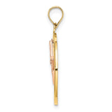14k Two-Tone Gold Star Pendant with Diamond Cut Accents and Textured Rose Gold Star