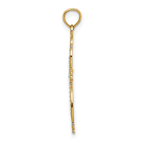 14k Multi-Tone Gold Cross Pendant with Ornate Filigree Detail, Vintage Religious Style