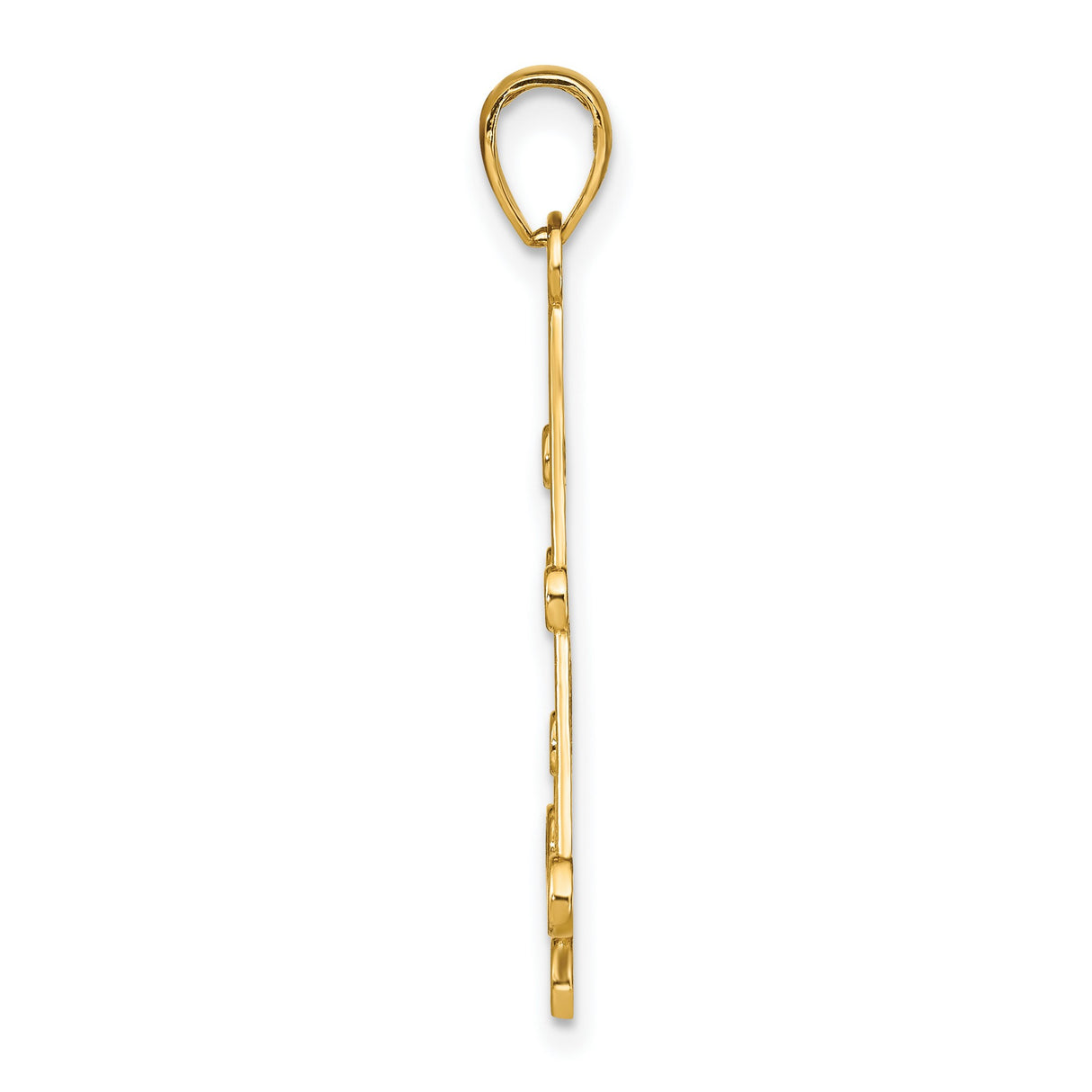 14k Yellow Gold Christmas Tree Pendant with Rhodium Filigree and Diamond Cut Accents