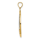 14k Two-Tone Gold Pendant with Rising Sun, Ocean Waves, and Flying Bird Motif