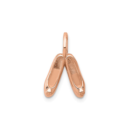 14k Rose Gold Ballet Shoe Pendant with 3D Slippers Charm and Dance Motif