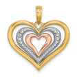 14k Multi-Tone Gold Heart Pendant with Layered Yellow, White, and Rose Gold Hearts