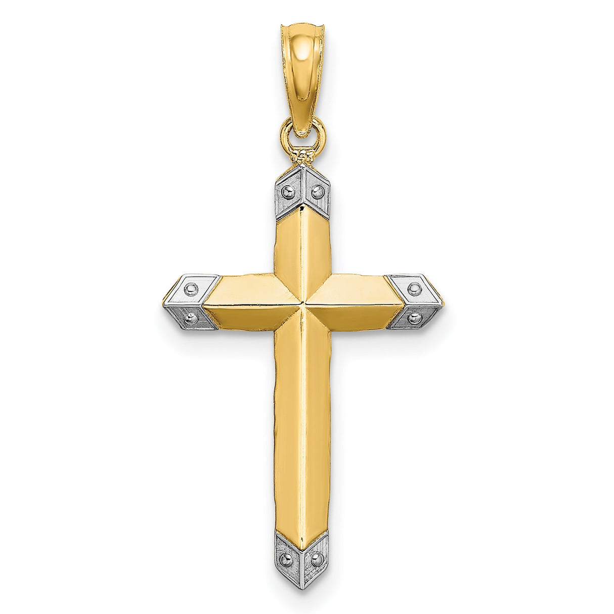 Reversible Cross Charm Pendant in Real 14k Multi-Tone Gold