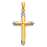 Reversible Cross Charm Pendant in Real 14k Multi-Tone Gold