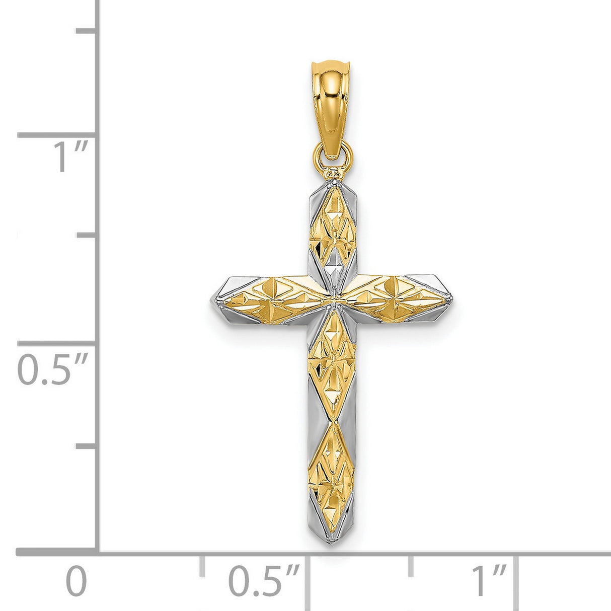 Reversible Cross Charm Pendant in Real 14k Multi-Tone Gold