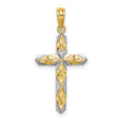 Reversible Cross Charm Pendant in Real 14k Multi-Tone Gold